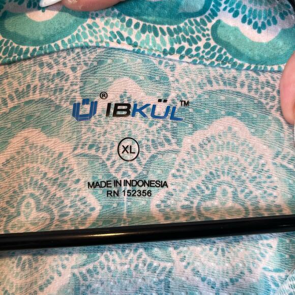 IBKUL VENETIAN TILES JADE Long Sleeve Mock Golf Shirt Size XL New - Picture 7 of 9